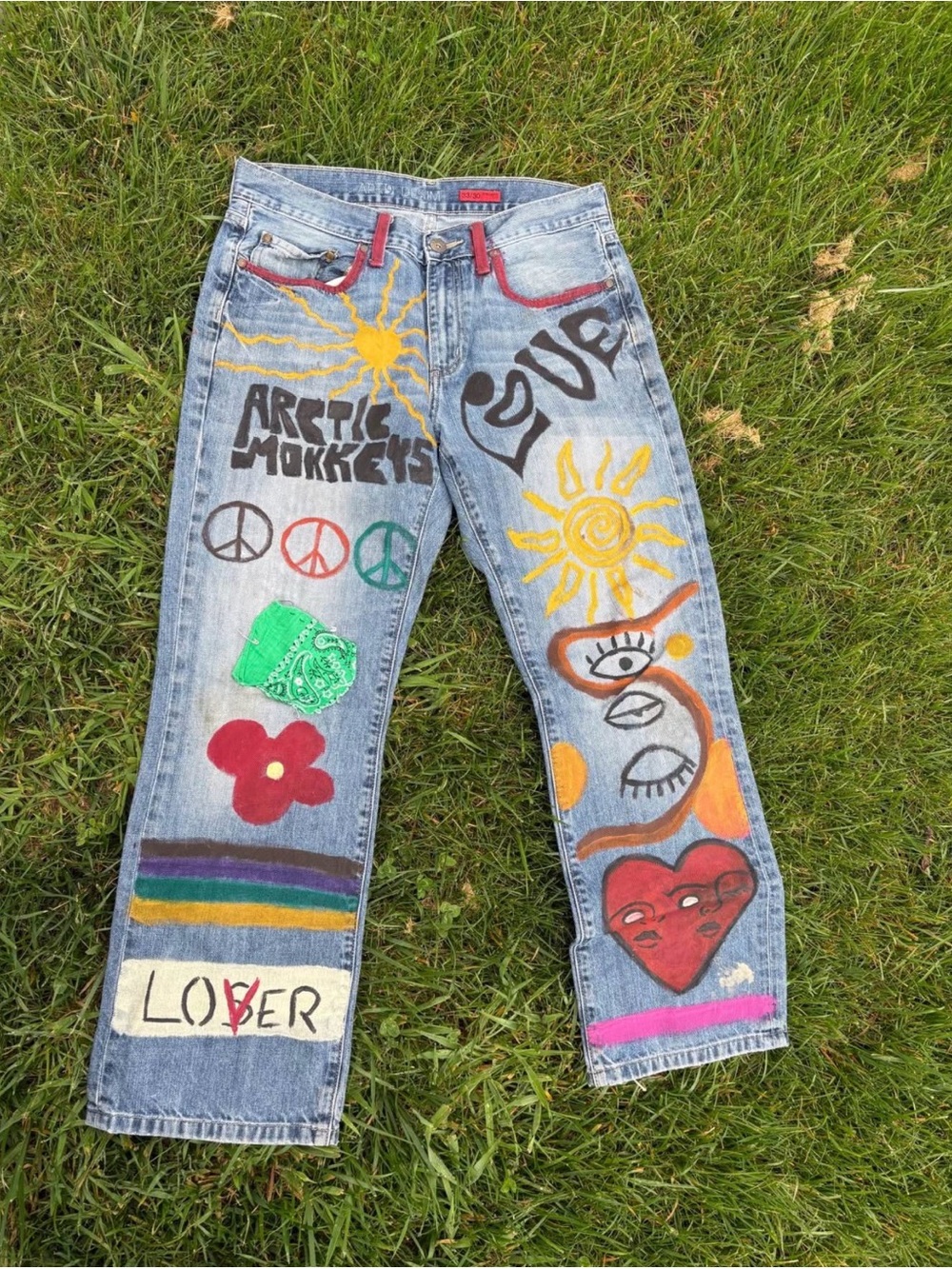 Apt. 9 Women's Straight Leg Painted Light Blue Denim Jeans
